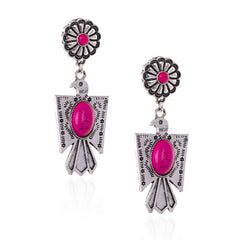 RCE-1052 Rustic Couture's Thunderbird with Natural Stone Dangling Earring
