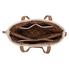 WG233-2009  Wrangler Aztec Embroidered Tote/Crossbody Bag- Beige