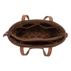 WG233-2009  Wrangler Aztec Embroidered Tote/Crossbody Bag- Brown
