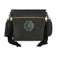 MW1350-8360 Montana West Tooled Aztec Concho Collection Crossbody -Black
