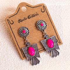 RCE-1052 Rustic Couture's Thunderbird with Natural Stone Dangling Earring
