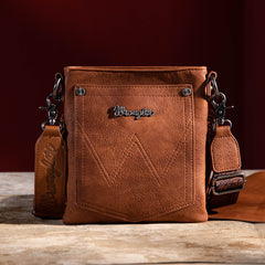 WG63-G8360 Wrangler Vintage Floral Embossed Fringe Crossbody - Brown