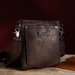 WG63-G8360 Wrangler Vintage Floral Embossed Fringe Crossbody - Coffee