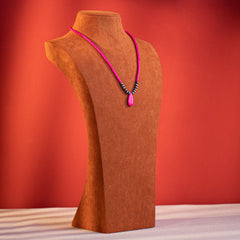 RNS-1022  Rustic Couture's  Beaded Tear Drop  Pendant Necklace