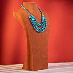 RNS-1009  Rustic Couture's  Turquoise Nuggets Layered  Necklace