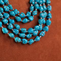 RNS-1009  Rustic Couture's  Turquoise Nuggets Layered  Necklace