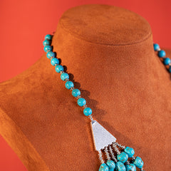 RNS-1009  Rustic Couture's  Turquoise Nuggets Layered  Necklace