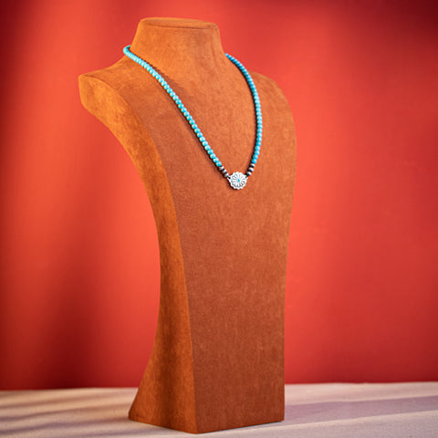 RNS-1015  Rustic Couture's Bohemian Beaded Navajo Concho Western Necklace