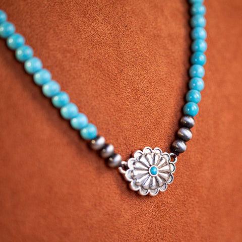 RNS-1015  Rustic Couture's Bohemian Beaded Navajo Concho Western Necklace