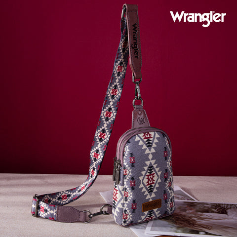 WG2205-210  Wrangler Aztec Print Crossbody Sling Chest Bag  - Lavender