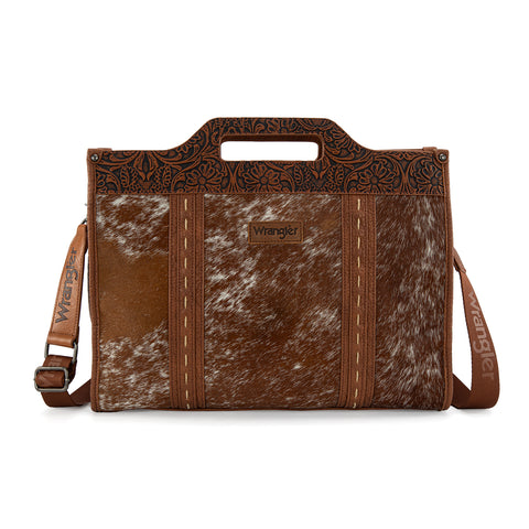WG283-014  Wrangler Genuine Cowhide Carry-All Cowhide Large Tote /Crossbody - Brown