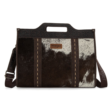 WG283-014  Wrangler Genuine Cowhide Carry-All Cowhide Large Tote /Crossbody - Coffee