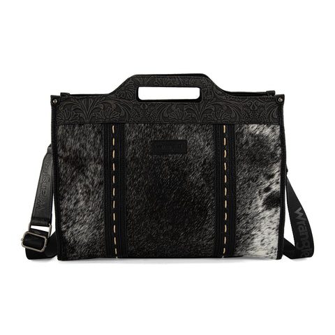 WG283-014  Wrangler Genuine Cowhide Carry-All Cowhide Large Tote /Crossbody - Black