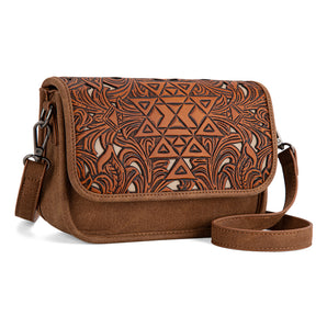 TR190-8367 Trinity Ranch Floral Aztec Tooled Crossbody