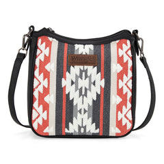 WG275-2003   Wrangler Sherpa Aztec Canvas Crossbody - Black