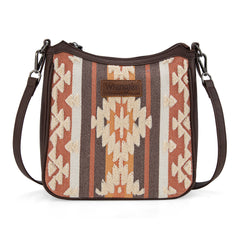 WG275-2003   Wrangler Sherpa Aztec Canvas Crossbody - Coffee