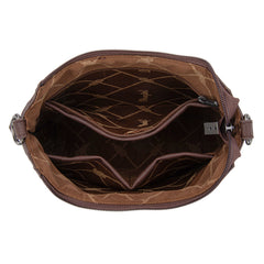 WG275-2003   Wrangler Sherpa Aztec Canvas Crossbody - Coffee