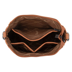 WG275-2003   Wrangler Sherpa Aztec Canvas Crossbody - Brown
