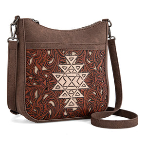 TR190-8360 Trinity Ranch Floral Aztec Tooled Crossbody