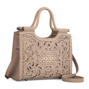 TR190G-8250 Trinity Ranch Floral Aztec Tooled Concealed Carry Tote/Crossbody