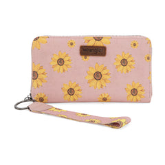 WG204-W006  Wrangler Sunflower Print PU Leather Wallet- Pink