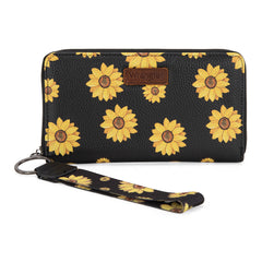 WG204-W006  Wrangler Sunflower Print PU Leather Wallet- Black