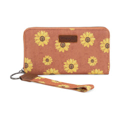 WG204-W006  Wrangler Sunflower Print PU Leather Wallet-Brown