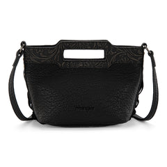 WG283-8015  Wrangler Genuine Cowhide Top Handle Fringe Crossbody - Black