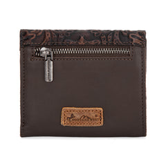 MWS-1009  Montana West Genuine Leather Tooled  Tri-Fold RFID Wallet