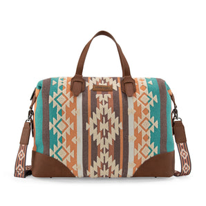 WG313-5110 Wrangler Sherpa Aztec Canvas Duffle Bag - Brown