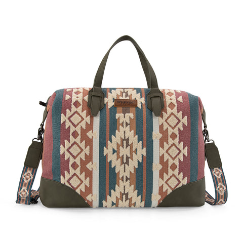 WG313-5110   Wrangler Sherpa Aztec Canvas Duffle Bag - Green