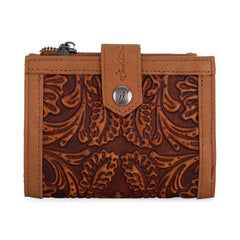 MWS-1002  Montana West Genuine Leather Tooled BI-Fold  RFID Wallet