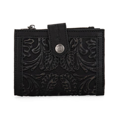 MWS-1002  Montana West Genuine Leather Tooled BI-Fold  RFID Wallet