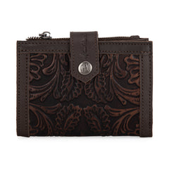 MWS-1002  Montana West Genuine Leather Tooled BI-Fold  RFID Wallet