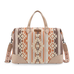 WG313-5110   Wrangler Sherpa Aztec Canvas Duffle Bag - Tan