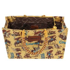 WG284-8119D Wrangler COWBOY  Dual Sided Print Canvas Wide Tote Dark Yellow