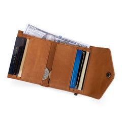 MWS-1009  Montana West Genuine Leather Tooled  Tri-Fold RFID Wallet