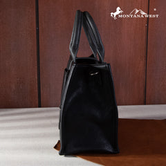 MW1254G-8120S   Montana West Buckle Aztec Concealed Carry Tote/Crossbody- Black