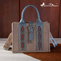 MW1254G-8120S   Montana West Buckle Aztec Concealed Carry Tote/Crossbody - Khaki