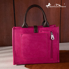 MW1254G-8120S   Montana West Buckle Aztec Concealed Carry Tote/Crossbody - Hot Pink