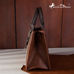 MW1254G-8120S   Montana West Buckle Aztec Concealed Carry Tote/Crossbody - Brown