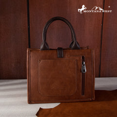 MW1254G-8120S   Montana West Buckle Aztec Concealed Carry Tote/Crossbody - Brown