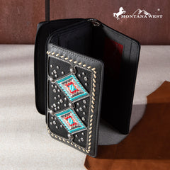 MW1254-W010 Montana West Buckle Aztec Collection Wallet