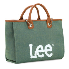 LEE45-345  LEE Canvas Denim Top Handle/Chain Strap Wide Tote