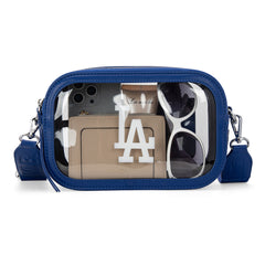 MLB-LA109  MLB Los Angeles Dodgers Team  Clear Crossbody Bag/Stadium Bag -Blue