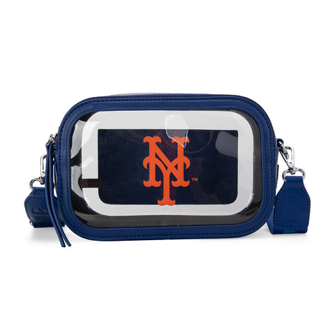 MLB-MT109BL  MLB New York Mets Team Clear Crossbody Bag/Stadium Bag