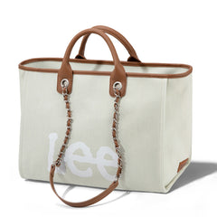 LEE45-345  LEE Canvas Denim Top Handle/Chain Strap Wide Tote