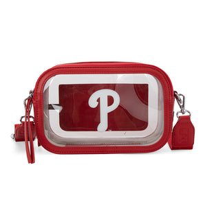 MLB-PP109RD MLB Philadelphia Phillies Team Clear Crossbody Bag/Stadium Bag - Red