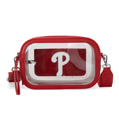 MLB-PP109RD  MLB Philadelphia Phillies Team Clear Crossbody Bag/Stadium Bag - Red