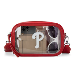MLB-PP109RD  MLB Philadelphia Phillies Team Clear Crossbody Bag/Stadium Bag - Red